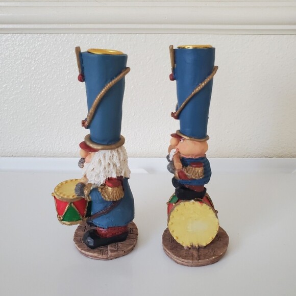 Christmas Candle Holders 7 " Tall Resin set of 2 Solider Drummer Candle Holders - Picture 2 of 11